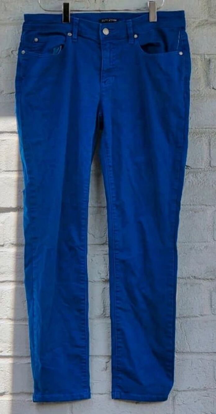 Eileen Fisher Cobalt Blue Organic Cotton Stretch Slim Leg Pants Size 6
